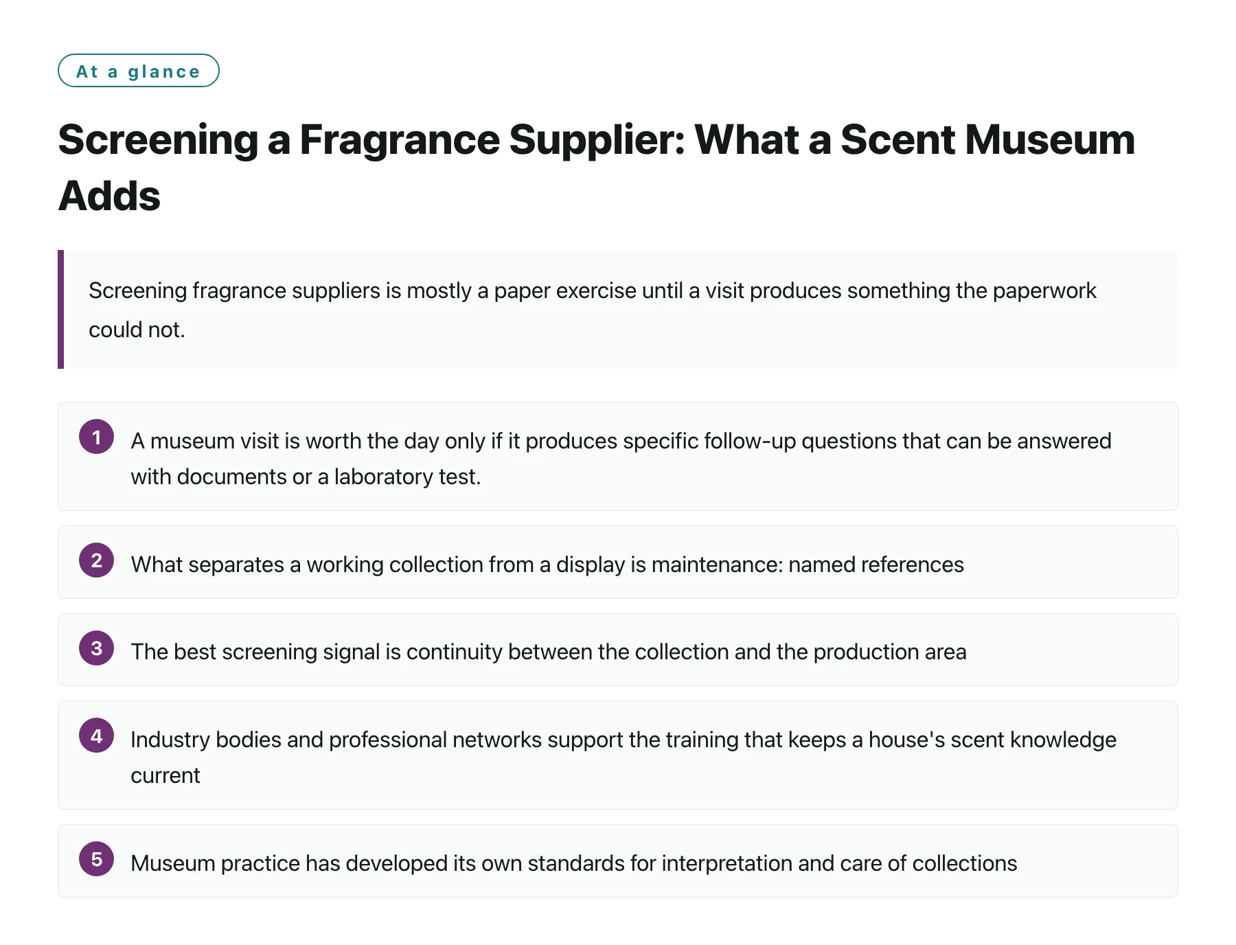 Screening a Fragrance Supplier: What a Scent Museum Adds——全文要点速览